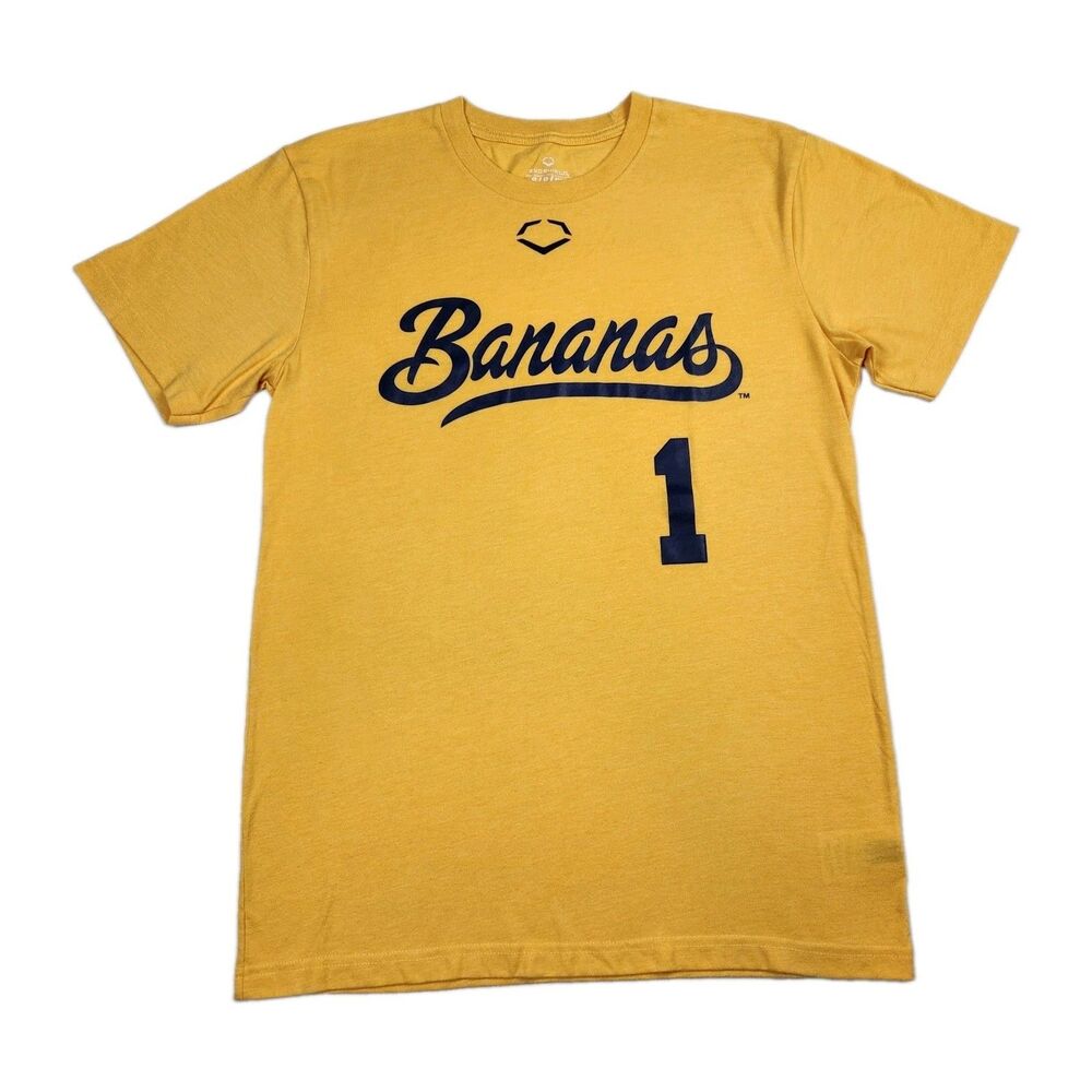 EvoShield Savannah Bananas Baseball Graphic T-Shirt Yellow Mens Small Fans First